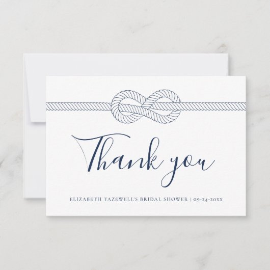 Nautic Rope Knot Modern Brautparty Dankeskarte (Vorderseite)