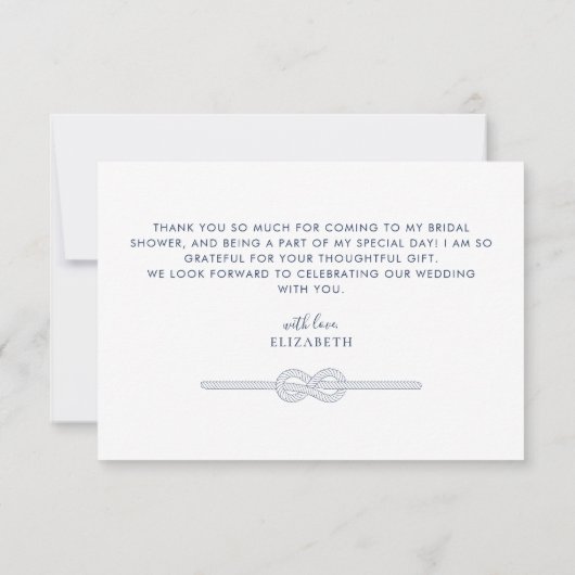 Nautic Rope Knot Modern Brautparty Dankeskarte (Rückseite)