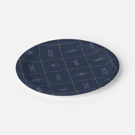 Nautic Rope Knot Pattern Pappteller (Schrägansicht)