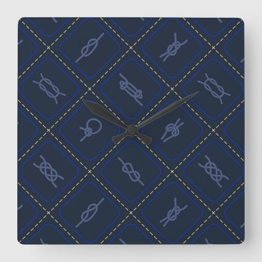 Nautic Rope Knot Pattern Quadratische Wanduhr (Vorderseite)