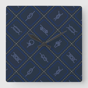 Nautic Rope Knot Pattern Quadratische Wanduhr