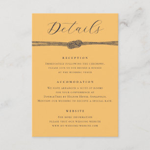 Nautic Rope Knot Yellow Details Hochzeit Begleitkarte