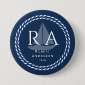 Nautic Rope Monogram Navy Button (Vorderseite)