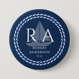 Nautic Rope Monogram Navy Button