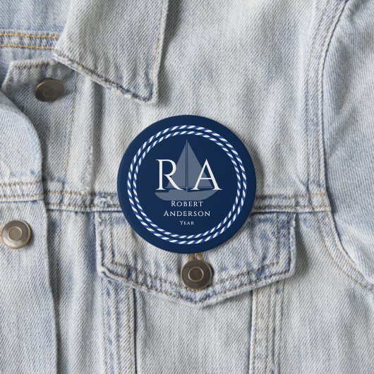 Nautic Rope Monogram Navy Button (Beispiel)