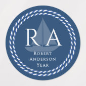 Nautic Rope Monogram Navy Etiketten (Design 2)