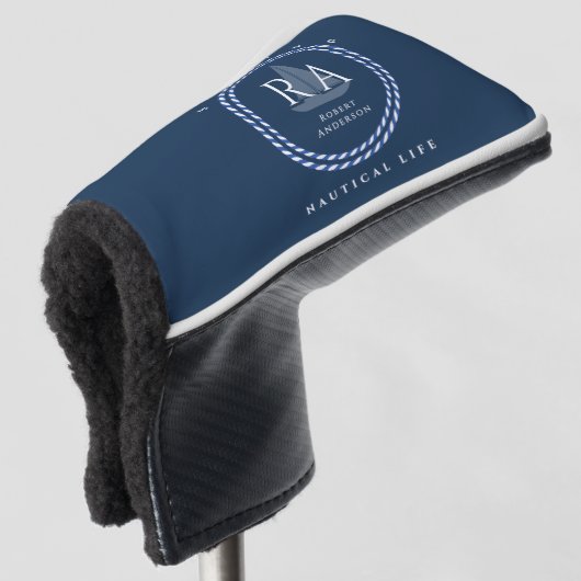 Nautic Rope Monogram Navy Golf Headcover (3/4 Vorderseite)