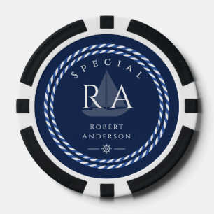 Nautic Rope Monogram Navy Pokerchips