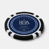 Nautic Rope Monogram Navy Pokerchips (Einzeln)