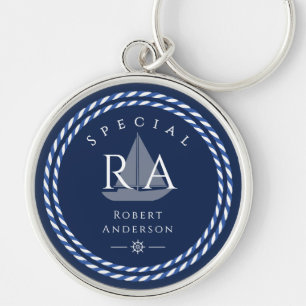 Nautic Rope Monogram Navy Schlüsselanhänger