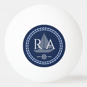 Nautic Rope Monogram Navy Tischtennisball