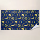 Nautic Rope Navy Blue and Gold Rope Strandtuch (Vorderseite)