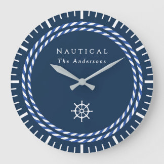 Nautic Rope Navy Große Wanduhr