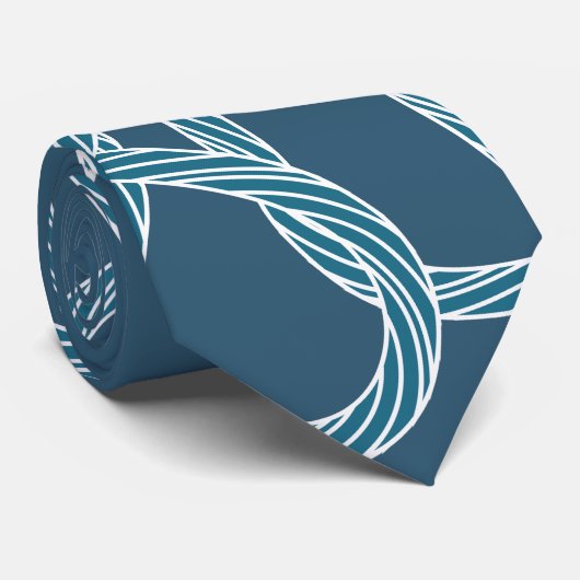 Nautic Rope Pattern Monogram Navy Blue Krawatte (Gerollt)