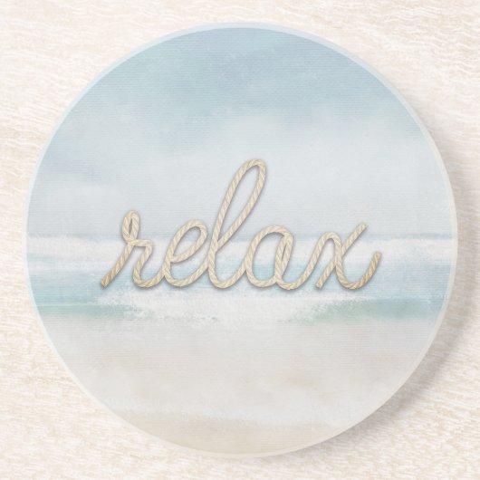 Nautic Rope Relax Text auf Ozean Getränkeuntersetzer (Vorne)