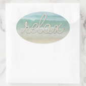 Nautic Rope Relax Text auf Ozean Ovaler Aufkleber (Tasche)