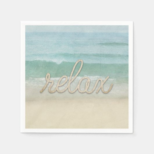 Nautic Rope Relax Text auf Ozean Serviette (Vorderseite)