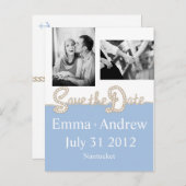 Nautic Rope Save the Date Ankündigungspostkarte (Vorne/Hinten)