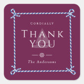 Nautic Rope Vielen Dank Wine Red Quadratischer Aufkleber (Vorderseite)