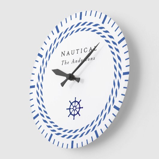 Nautic Rope White Wall Clock Große Wanduhr (Winkel)