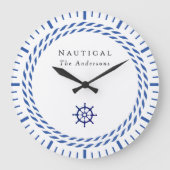 Nautic Rope White Wall Clock Große Wanduhr (Vorderseite)