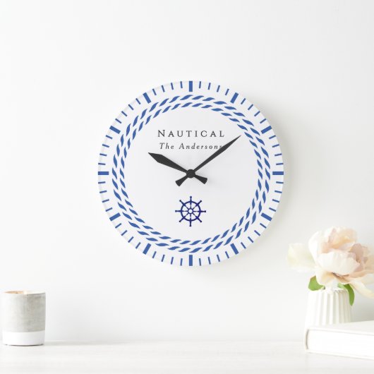 Nautic Rope White Wall Clock Große Wanduhr (Zuhause)