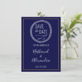 Nautic Rope Wreath Wedding Save the Date (Stehend Vorderseite)