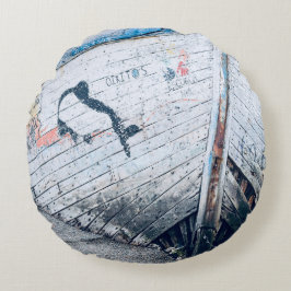 Nautic Rustic Abandoned Boot Wreck Rundes Kissen