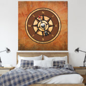 Nautic Rustic Compass North South East West Leinwanddruck (Insitu (Schlafzimmer))