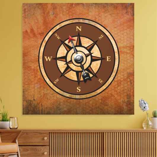 Nautic Rustic Compass North South East West Leinwanddruck (Insitu (Wohnzimmer))