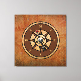 Nautic Rustic Compass North South East West Leinwanddruck