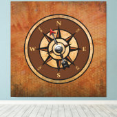 Nautic Rustic Compass North South East West Leinwanddruck (Insitu (Holzboden))