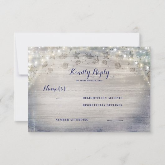 Nautic Rustic Horizontal Wedding RSVP Karte (Vorderseite)