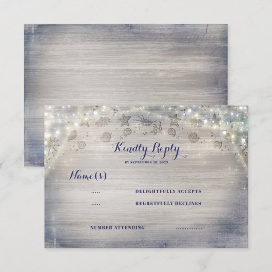 Nautic Rustic Horizontal Wedding RSVP Karte (Vorne/Hinten)