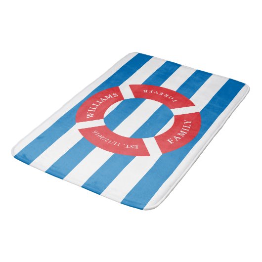 Nautic Safe Circle Monogram Large Bath Mat Badematte (Schrägansicht)