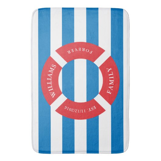 Nautic Safe Circle Monogram Large Bath Mat Badematte (Vorderseite Vertikal)