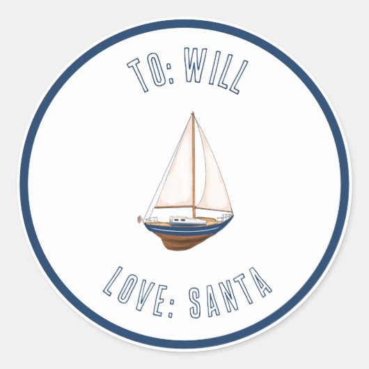 Nautic Sail Boat Custom Gift Tag Sticker (Vorderseite)