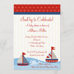 Nautic Sail By to Celebrate Boy Baby Dusche Einladung