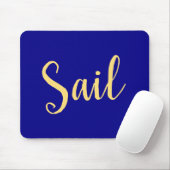 Nautic SAIL Text Royal Navy Blue Background Mousepad (Mit Mouse)