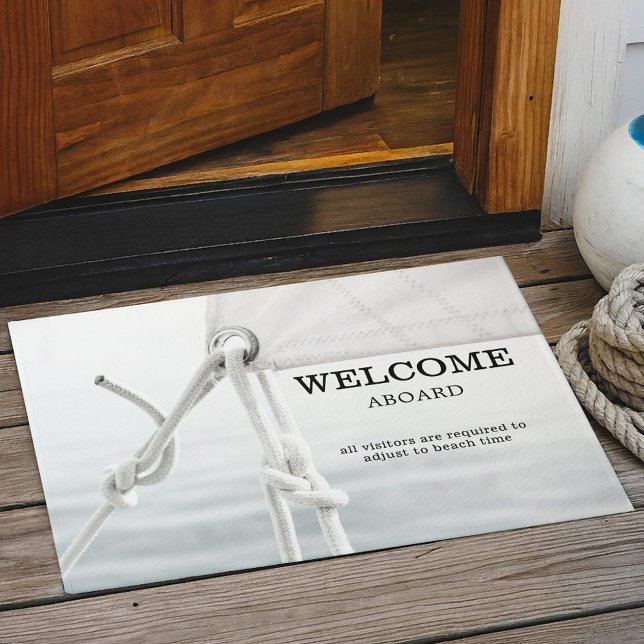 Nautic Sailboat Beach House Doormat Fußmatte (Nautical doormat featuring a close-up of a sail on a sailboat - great for a beach house)
