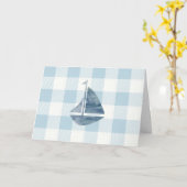 Nautic Sailboat Blue Gingham Pattern Karte (Gelbe Blume)