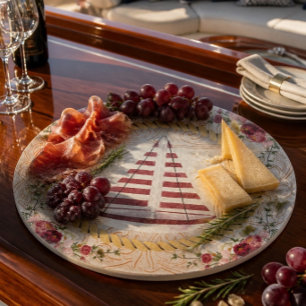 Nautic Sailboat & Floral Roseate Cutting Board Schneidebrett
