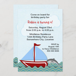 Nautic Sailboat Geburtstagsparty Einladung