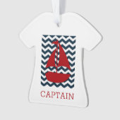 Nautic Sailboat Individuelle Name Red White Blue Ornament (Vorderseite)