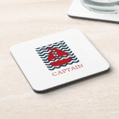 Nautic Sailboat Individuelle Name Red White Blue W Getränkeuntersetzer (Linke Seite)