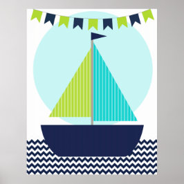Nautic Sailboat Kinderzimmer Poster