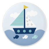 Nautic Sailboat Kinderzimmer Schublade Pull Knob Keramikknauf (Vorderseite)