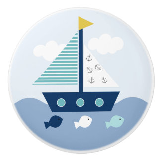 Nautic Sailboat Kinderzimmer Schublade Pull Knob Keramikknauf