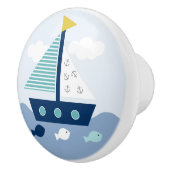 Nautic Sailboat Kinderzimmer Schublade Pull Knob Keramikknauf (Rechts)
