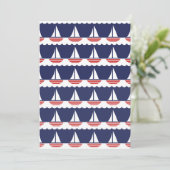 Nautic Sailboat Pattern Navy Blau und Rot Einladung (Stehend Vorderseite)